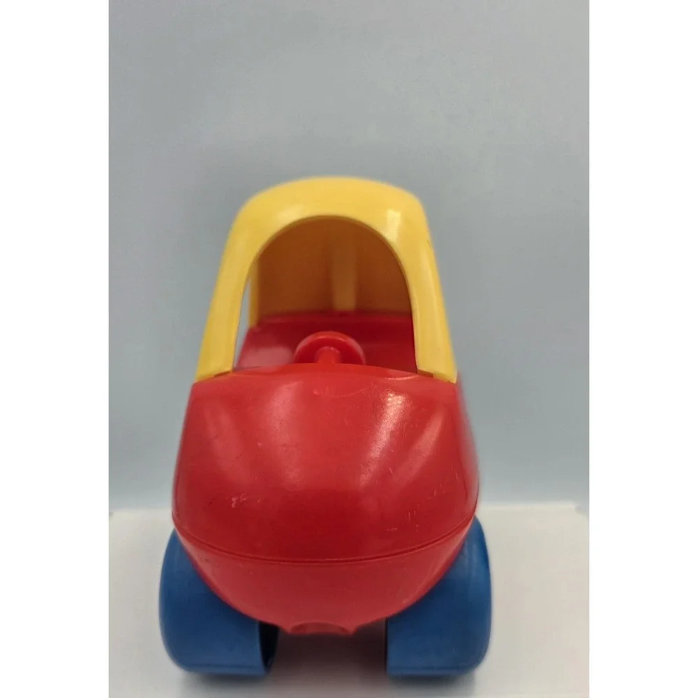 Vtg Little Tikes Little People Mini Toy Car Red Yellow Blue Plastic 4.5